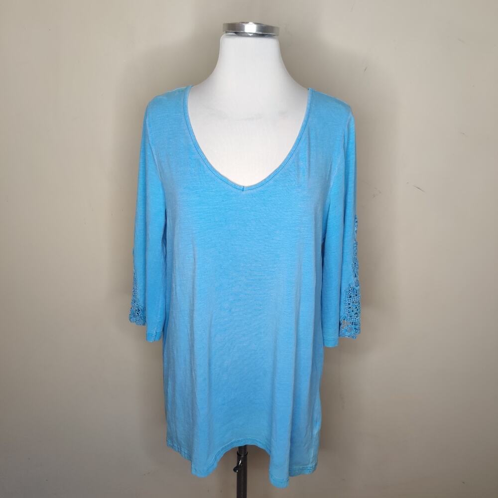 Soft Surroundings Open Back Tunic‎ Crochet Trim